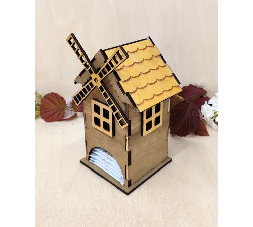 Очаровательный Чайный Домик "Ветряная Мельница" из Березовой Фанеры (Палисандр-лиственница)