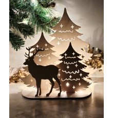 Новогодний светильник-декор "Олень в волшебном лесу"