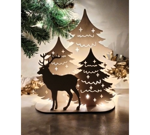 Новогодний светильник-декор "Олень в волшебном лесу"