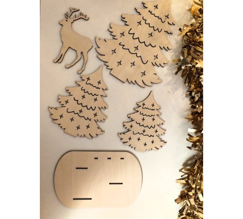 Новогодний светильник-декор "Олень в волшебном лесу"